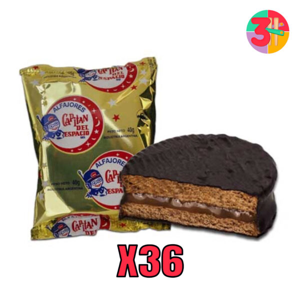 ALFAJOR CAPITAN DEL ESPACIO SIMPLE NEGRO X 36 UN (CAJA)