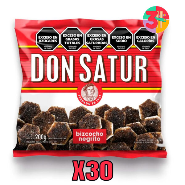 BIZCOCHO DON SATUR NEGRA 30 UN X 200 G (CAJA)